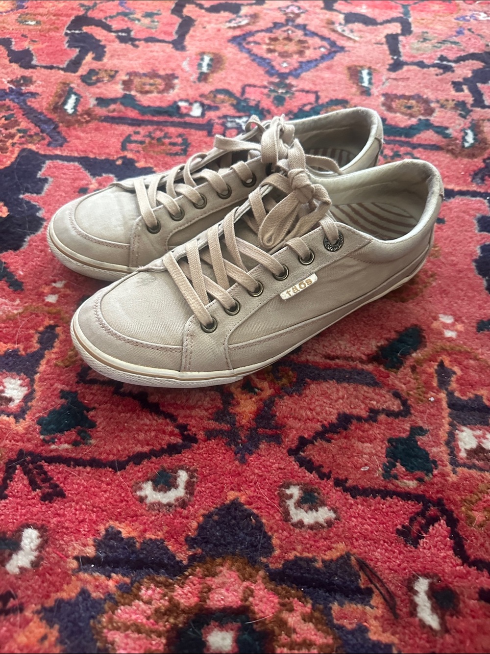 Taos Footwear Taupe Low-Top Lace-Up Sneakers
